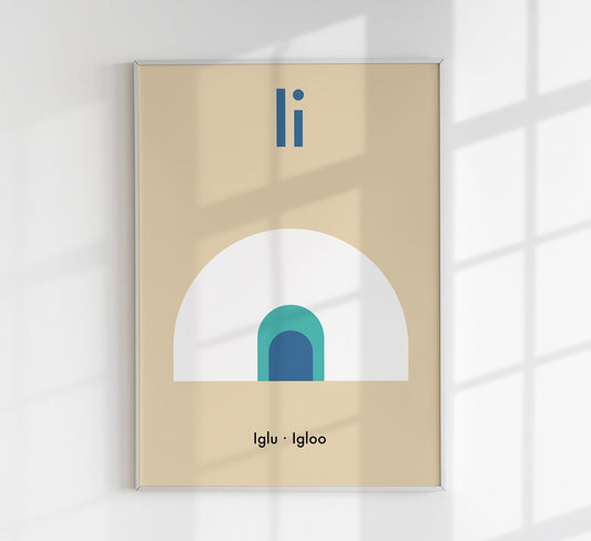 I for igloo - Children's Alphabet Poster in German and English
