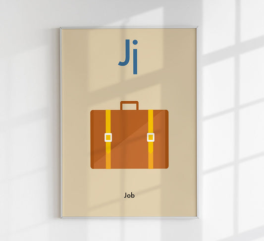 J for Job - Children's Alphabet Poster in German and English