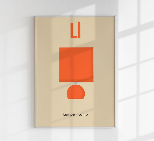 L for Lamp - Children's Alphabet Poster in German and English