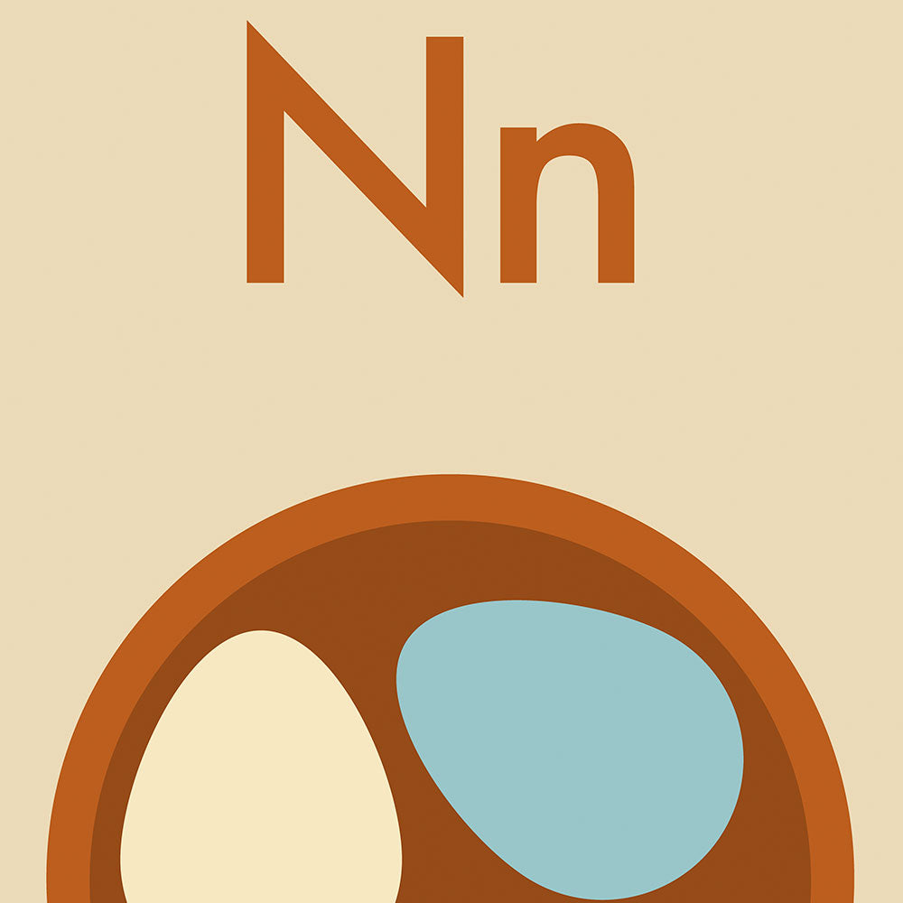 N for Nest - Children's Alphabet Poster in German and English
