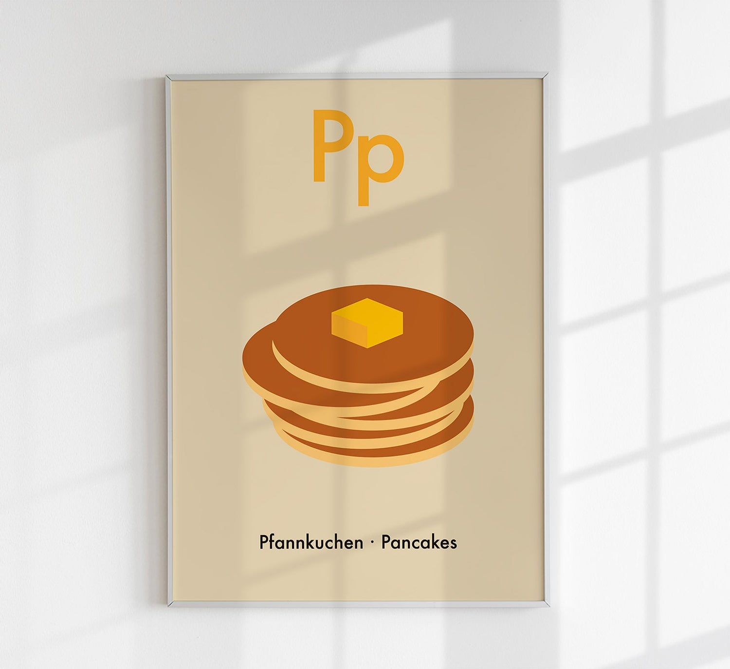 P for Pancakes - Children's Alphabet Poster in German and English
