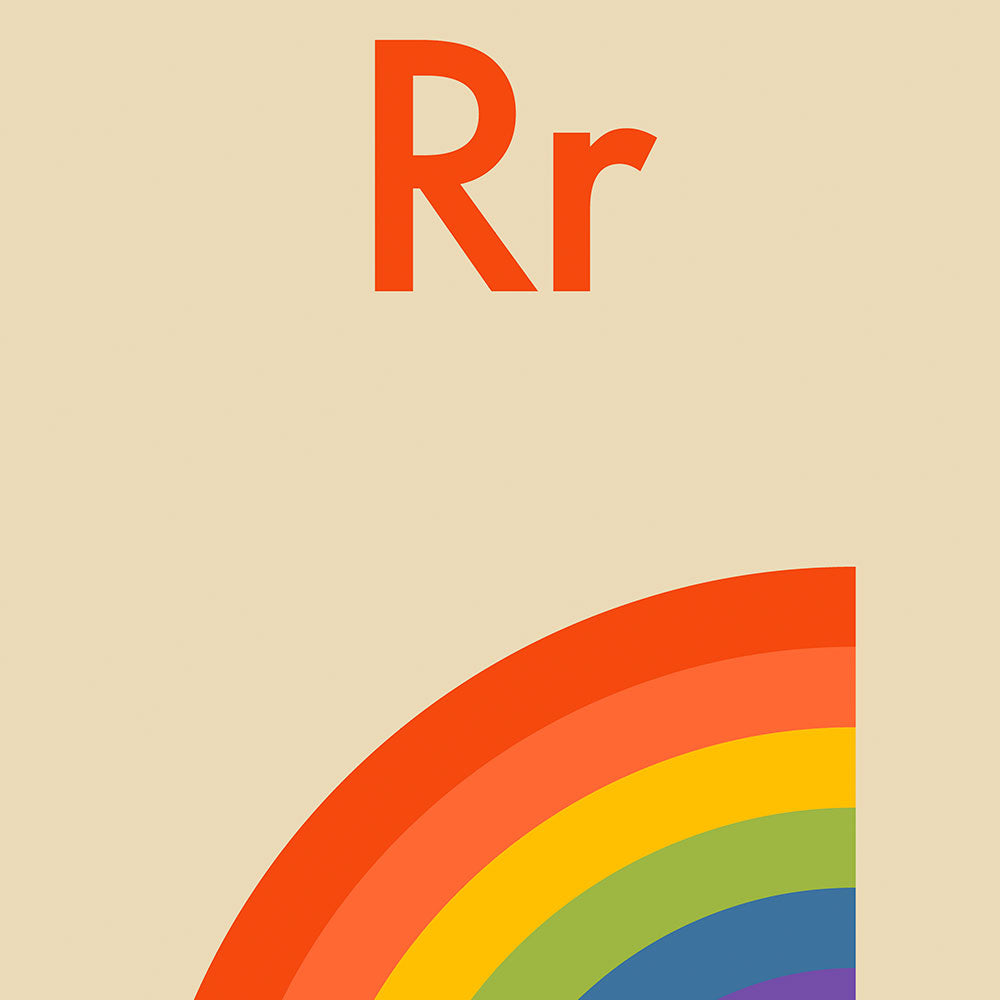 R for Rainbow - Children's Alphabet Poster in German and English