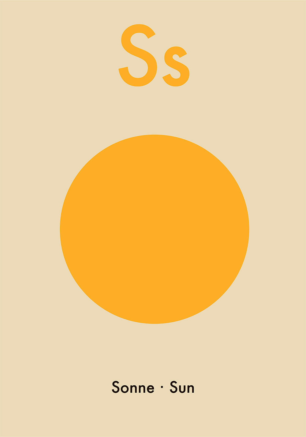 S for Sun Children's Alphabet Poster in German and English
