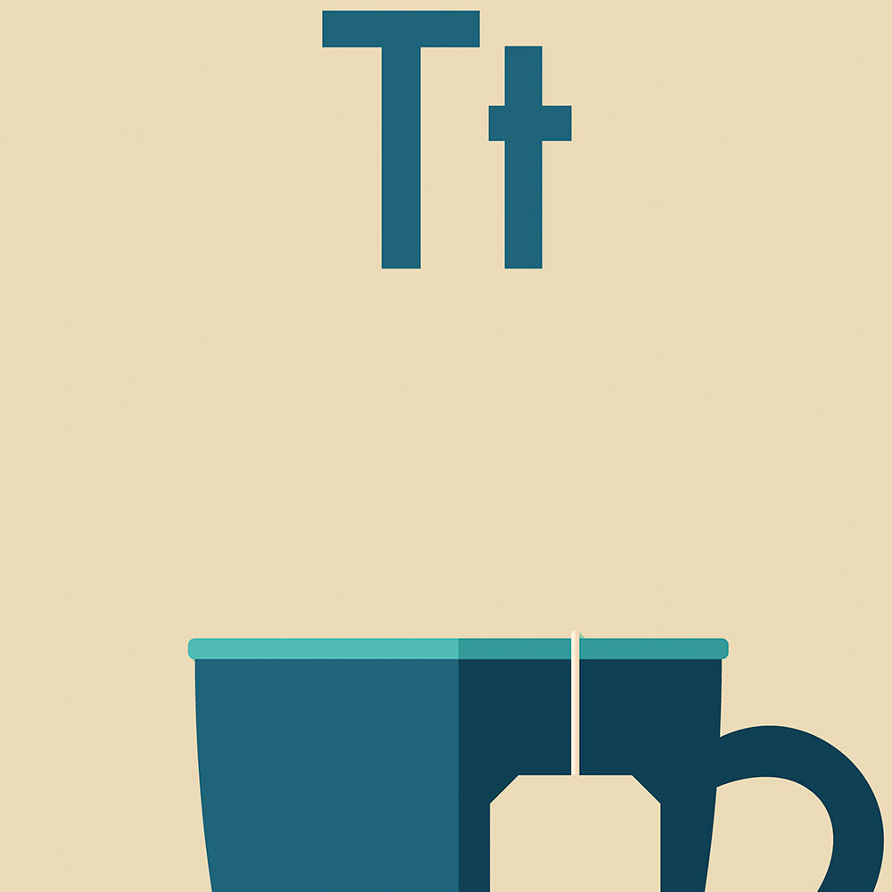 T for Tea Children's Alphabet Poster in German and English