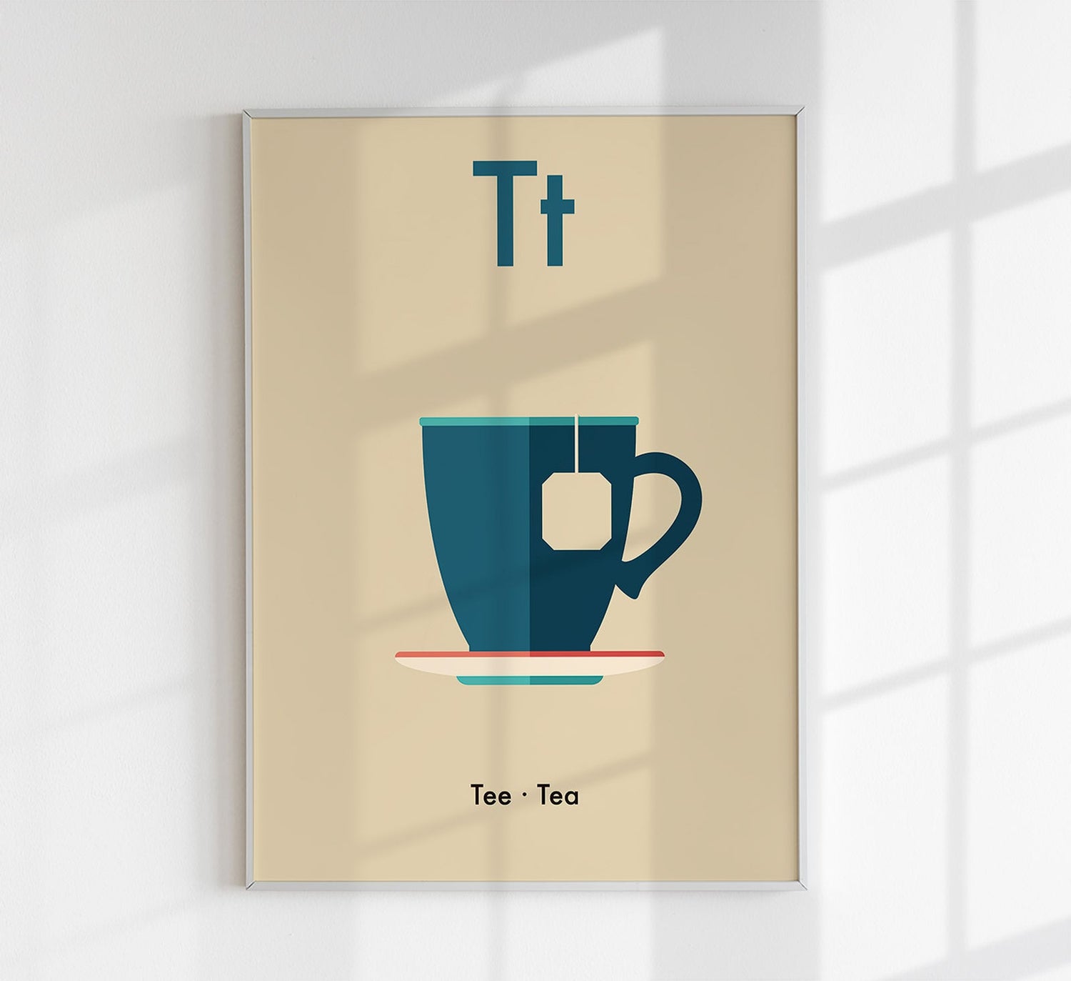 T for Tea Children's Alphabet Poster in German and English
