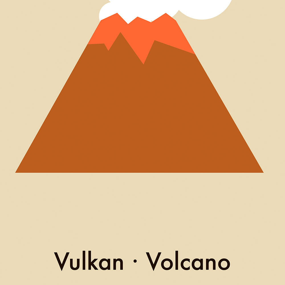 V for Volcano - Children's Alphabet Poster in German and English