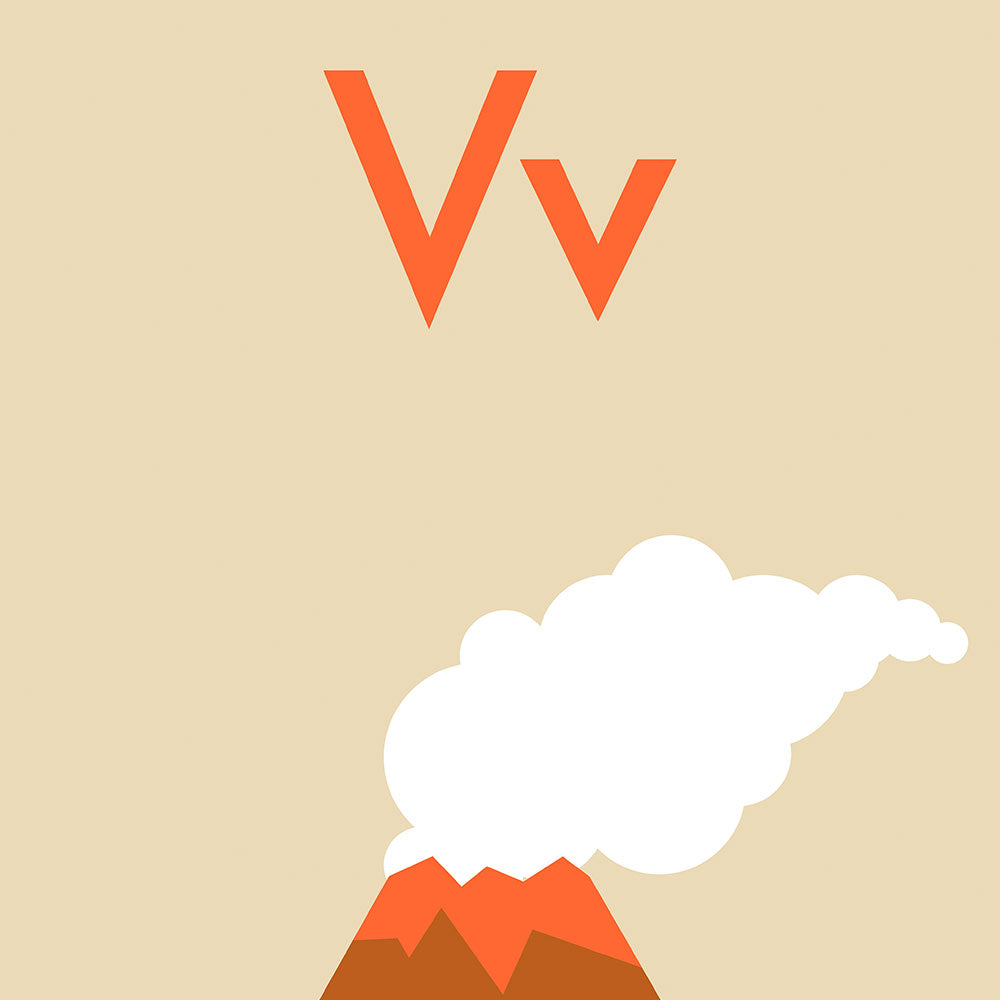V for Volcano - Children's Alphabet Poster in German and English
