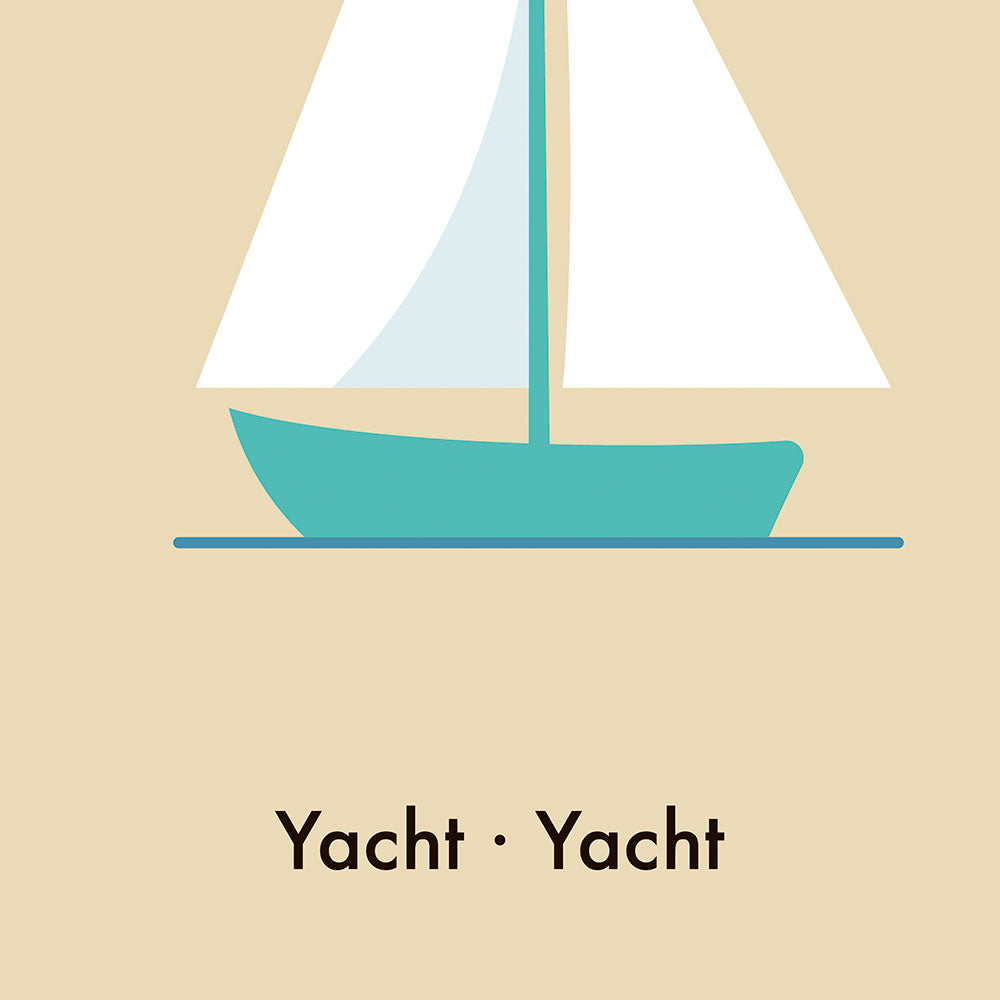 Y for Yacht - Children's Alphabet Poster in German and English