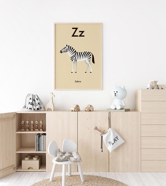 Z for Zebra - Children's Alphabet Poster in German and English