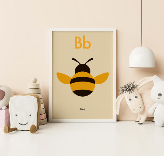B for Bee - Children's Alphabet Poster in English