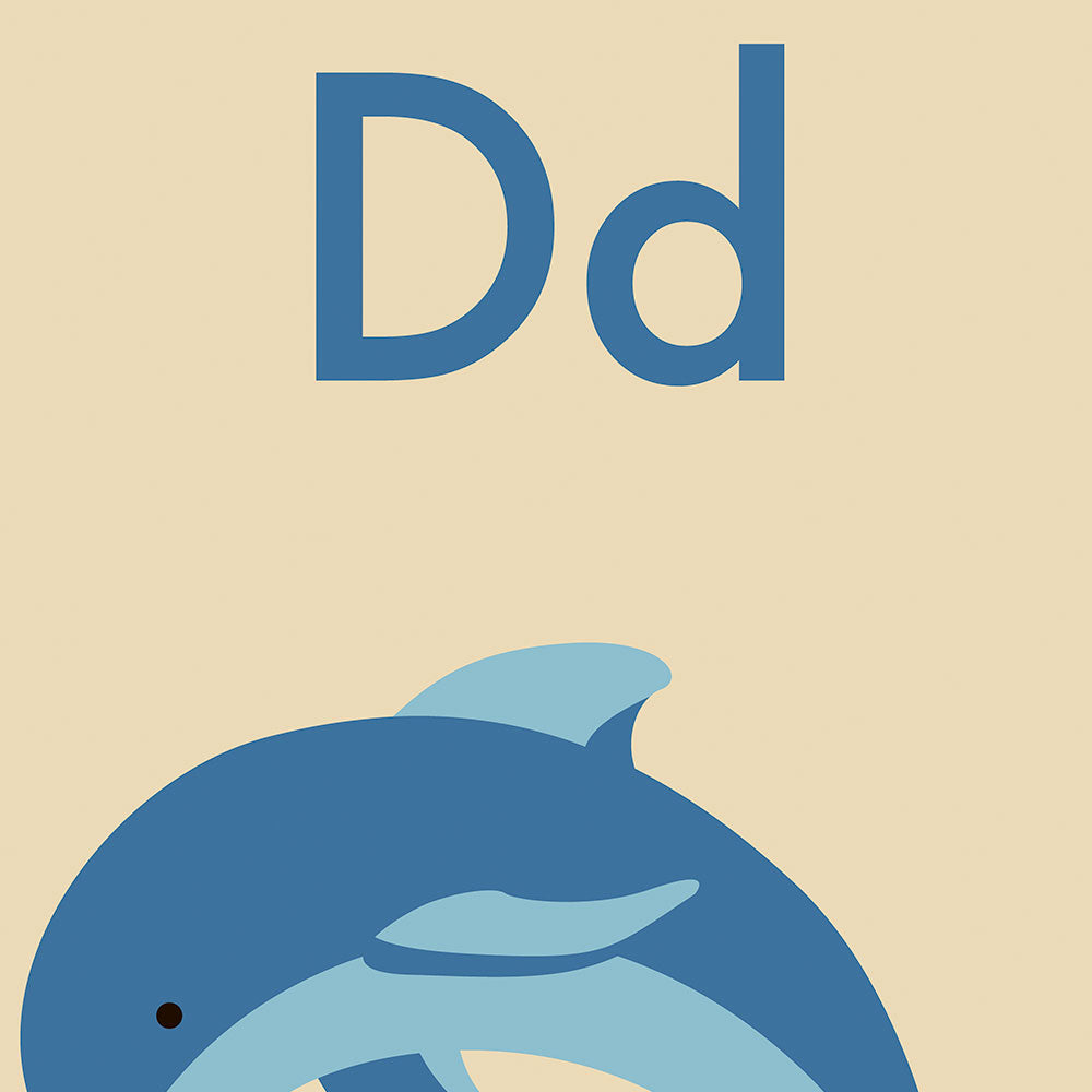 D for Dolphin - Children's Alphabet Poster in English