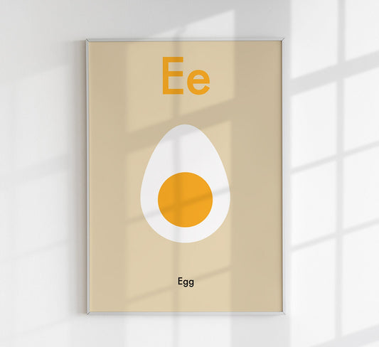 E for Egg - Children's Alphabet Poster in English
