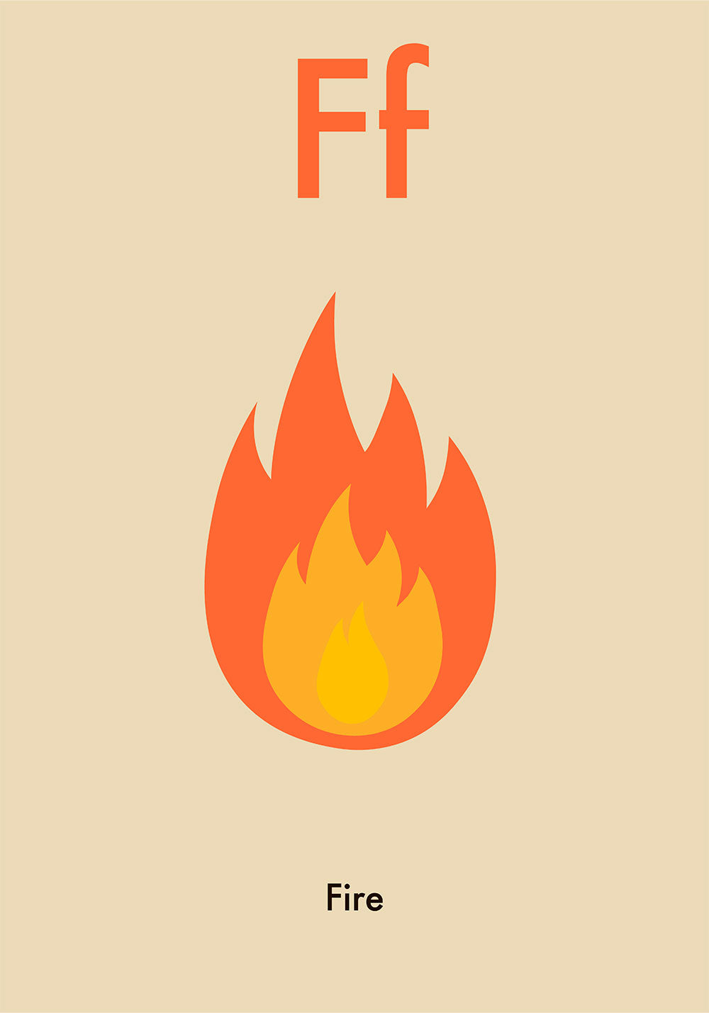 F for Fire - Children's Alphabet Poster in English