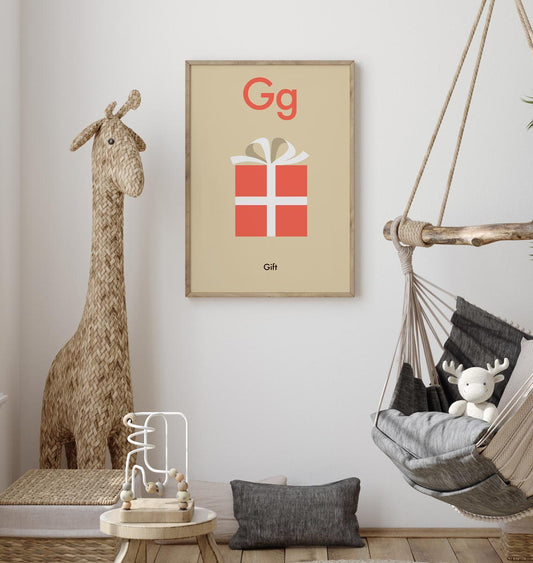 G for Gift - Children's Alphabet Poster in English