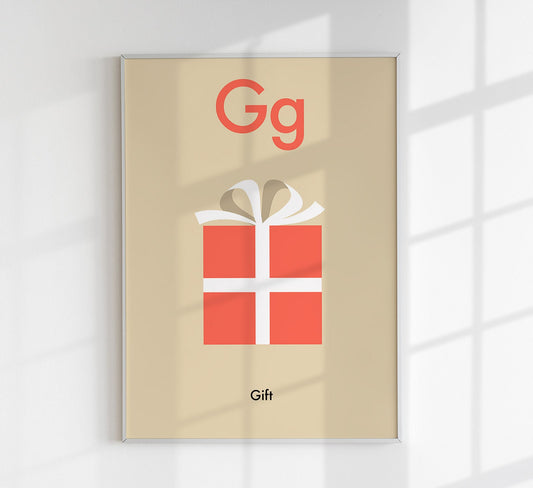 G for Gift - Children's Alphabet Poster in English
