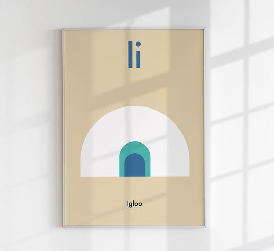 I for igloo - Children's Alphabet Poster in English