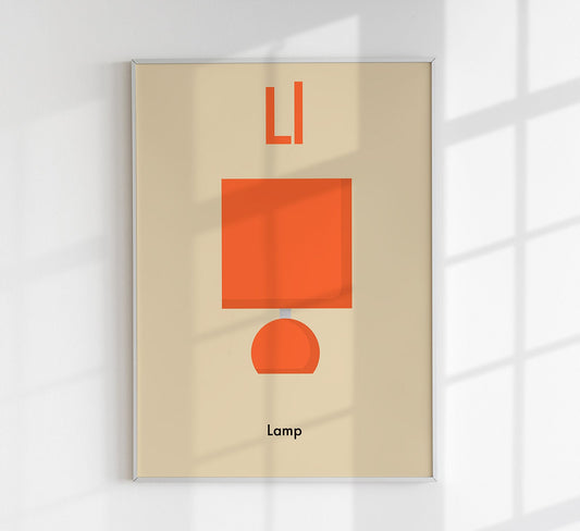 L for Lamp - Children's Alphabet Poster in English