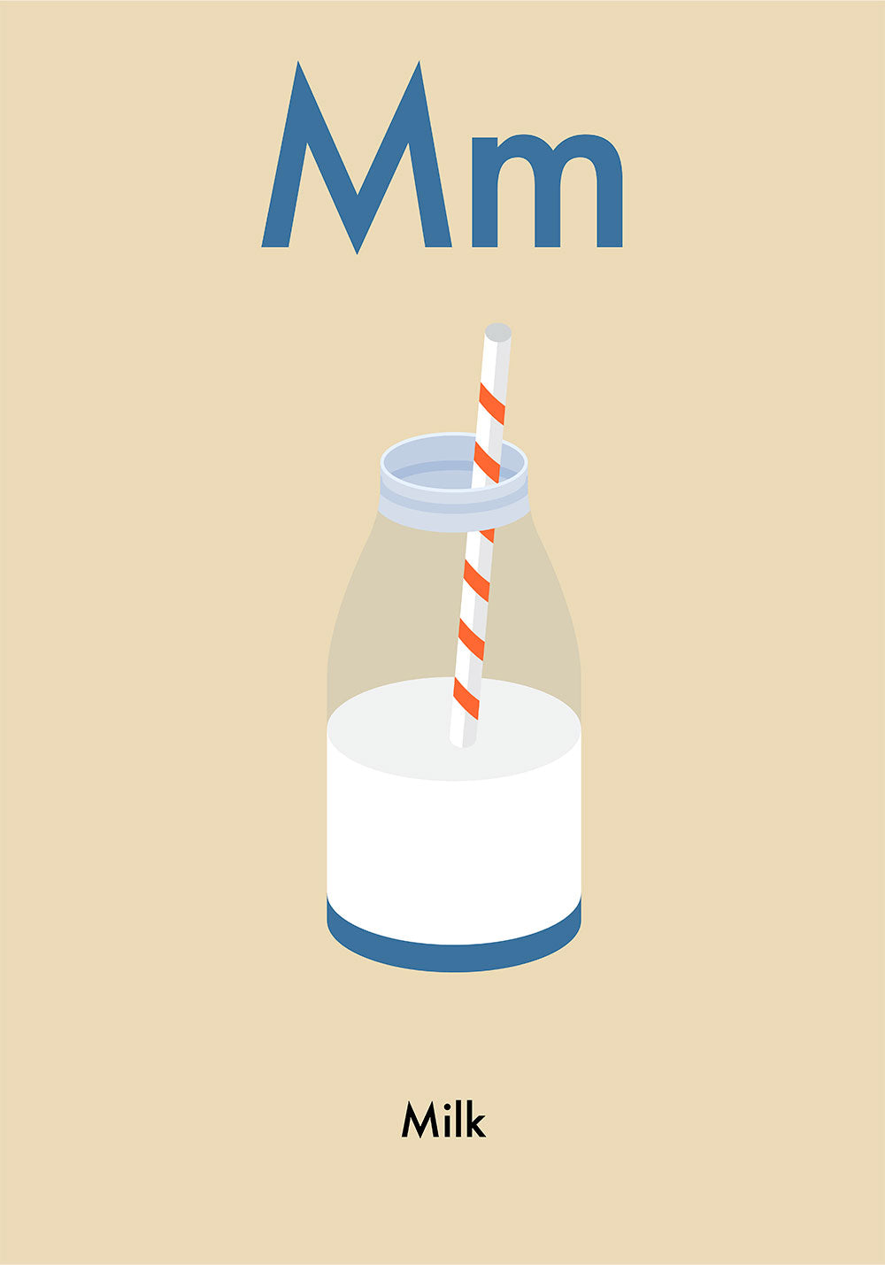 M for Milk - Children's Alphabet Poster in English