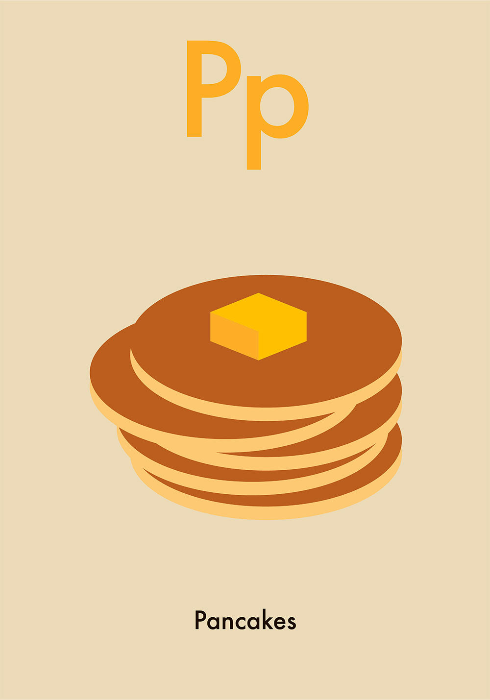 P for Pancakes - Children's Alphabet Poster in English
