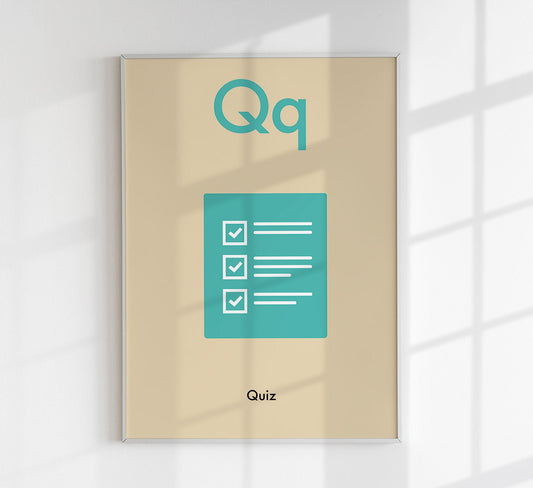 Q for Quiz - Children's Alphabet Poster in English