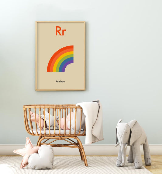 R for Rainbow - Children's Alphabet Poster in English