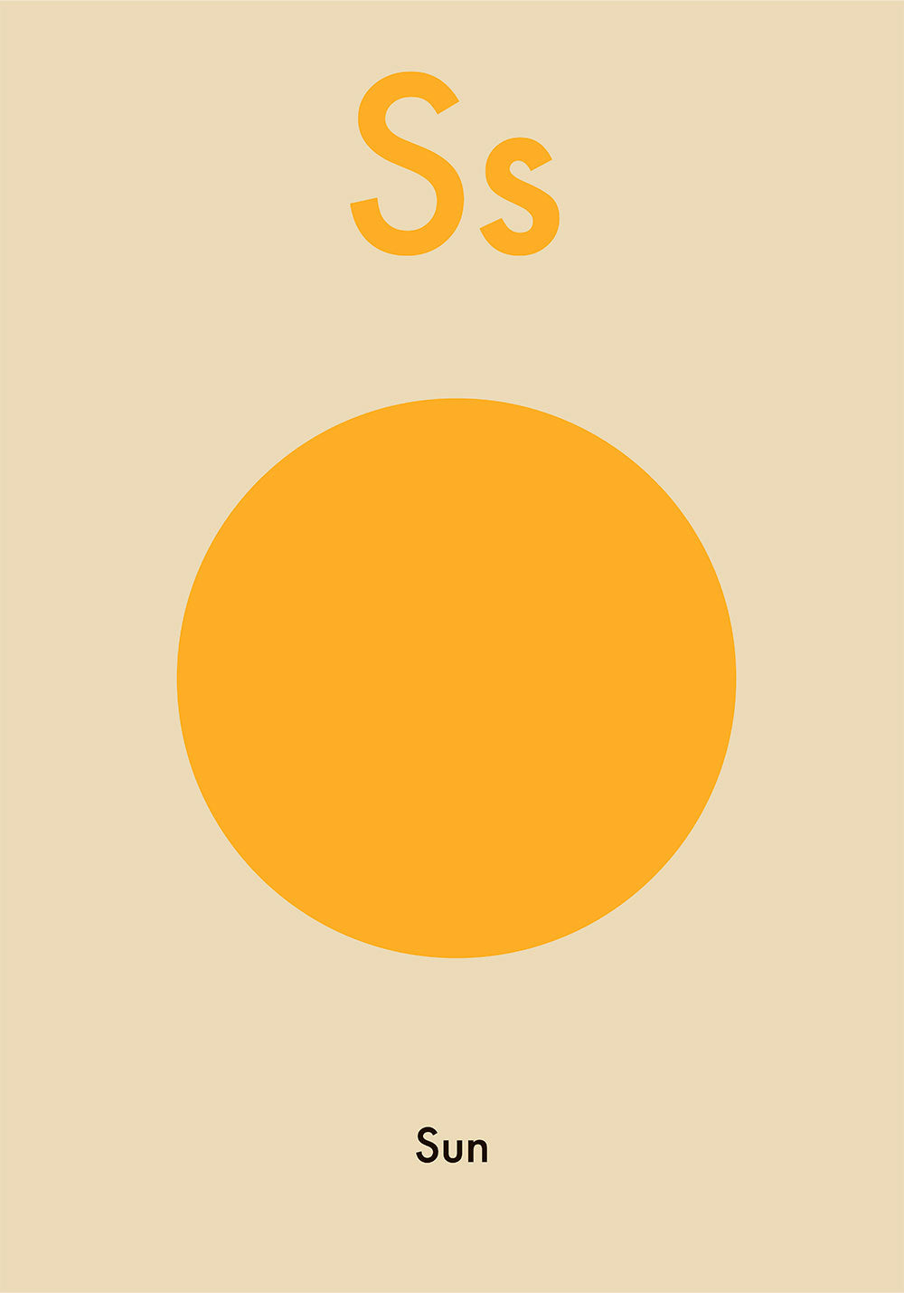 S for Sun Children's Alphabet Poster in English