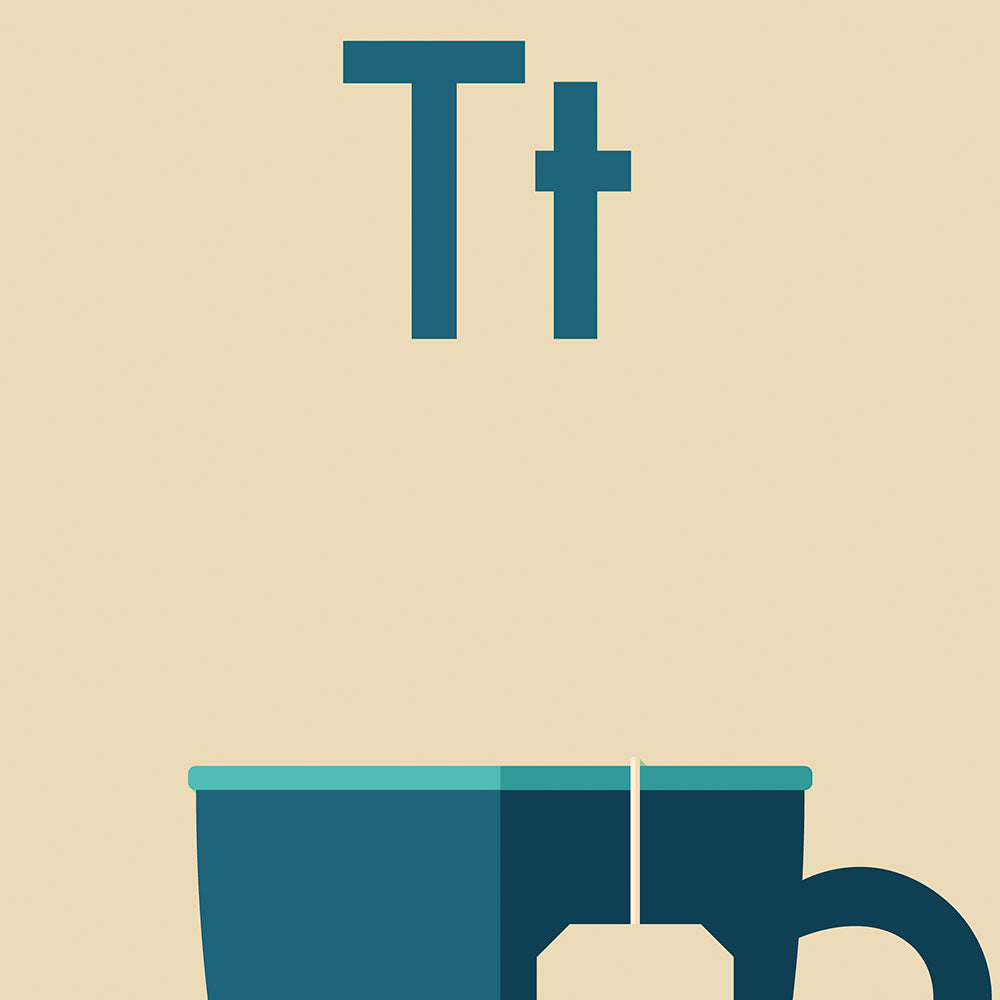 T for Tea Children's Alphabet Poster in English