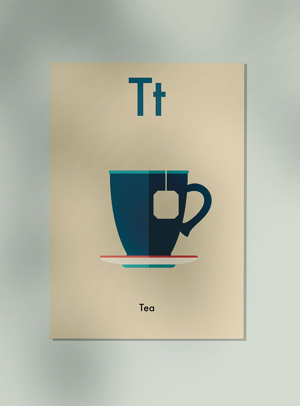 T for Tea Children's Alphabet Poster in English