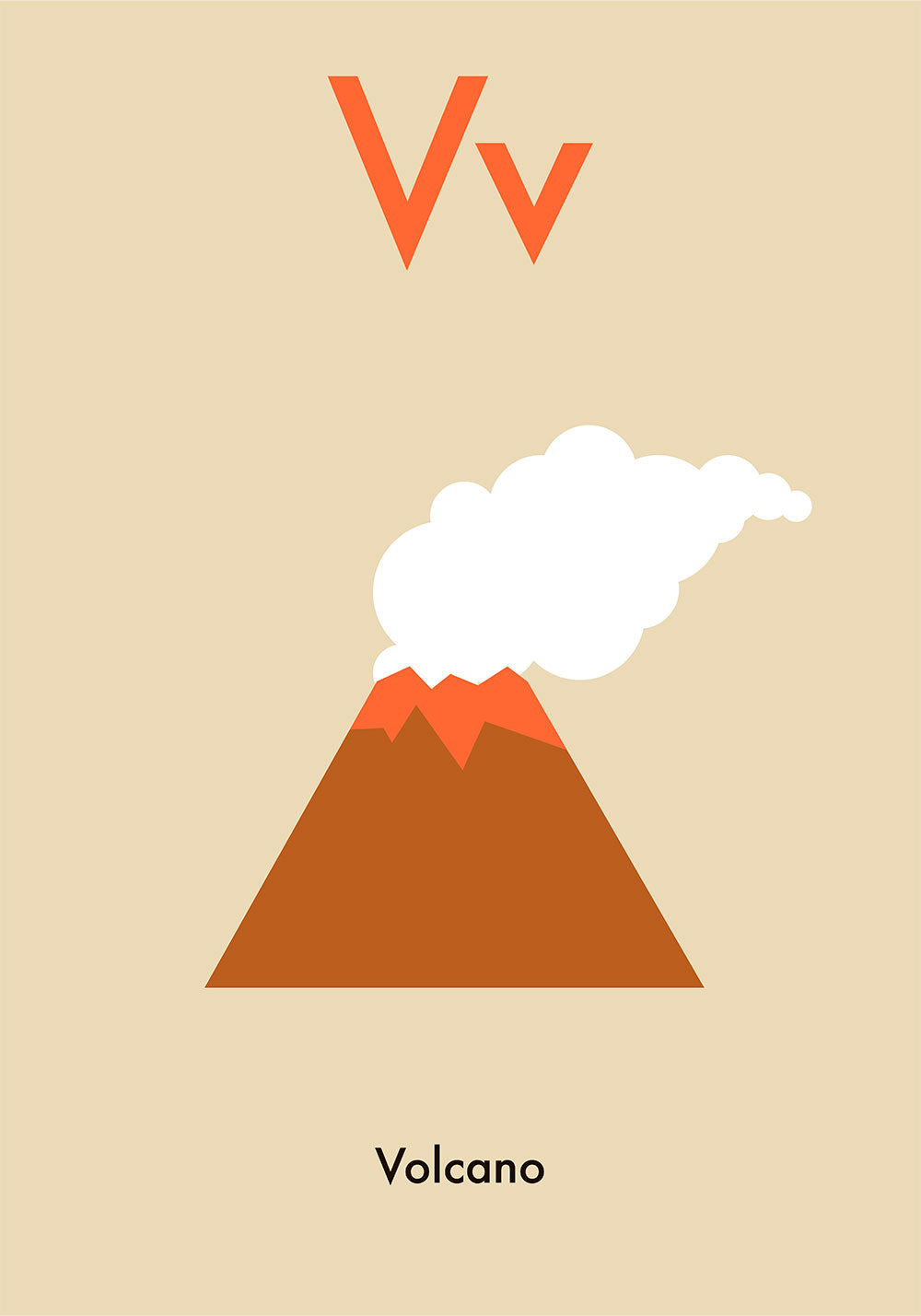 V for Volcano - Children's Alphabet Poster in English