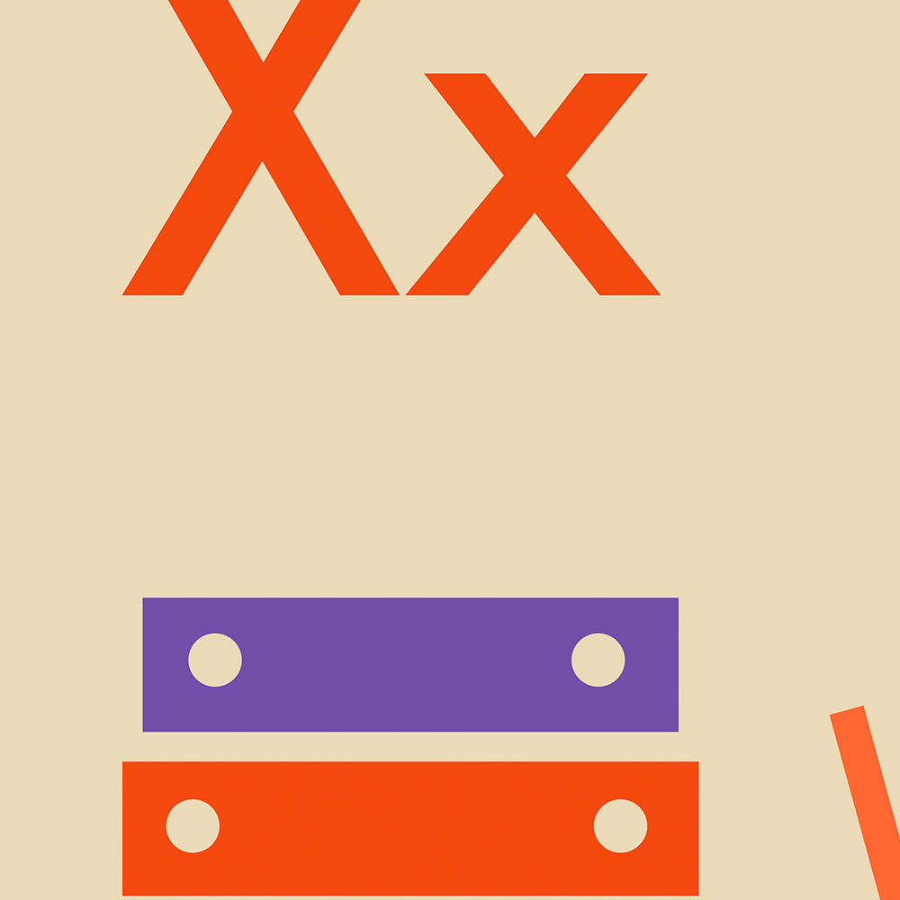 X for Xylophone - Children's Alphabet Poster in English