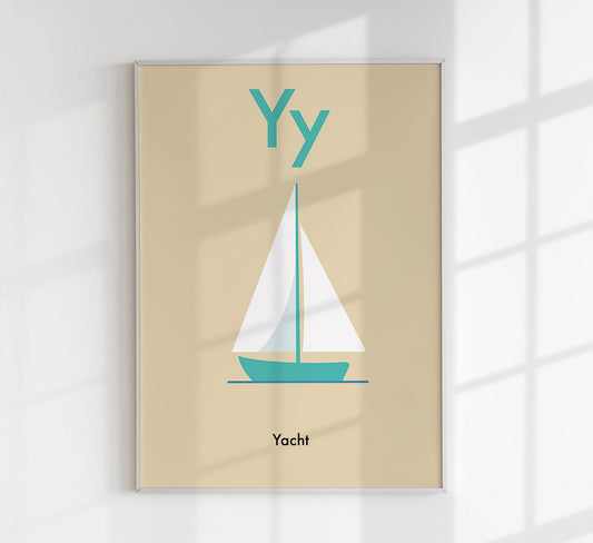 Y for Yacht - Children's Alphabet Poster in English