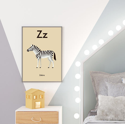 Z for Zebra - Children's Alphabet Poster in English