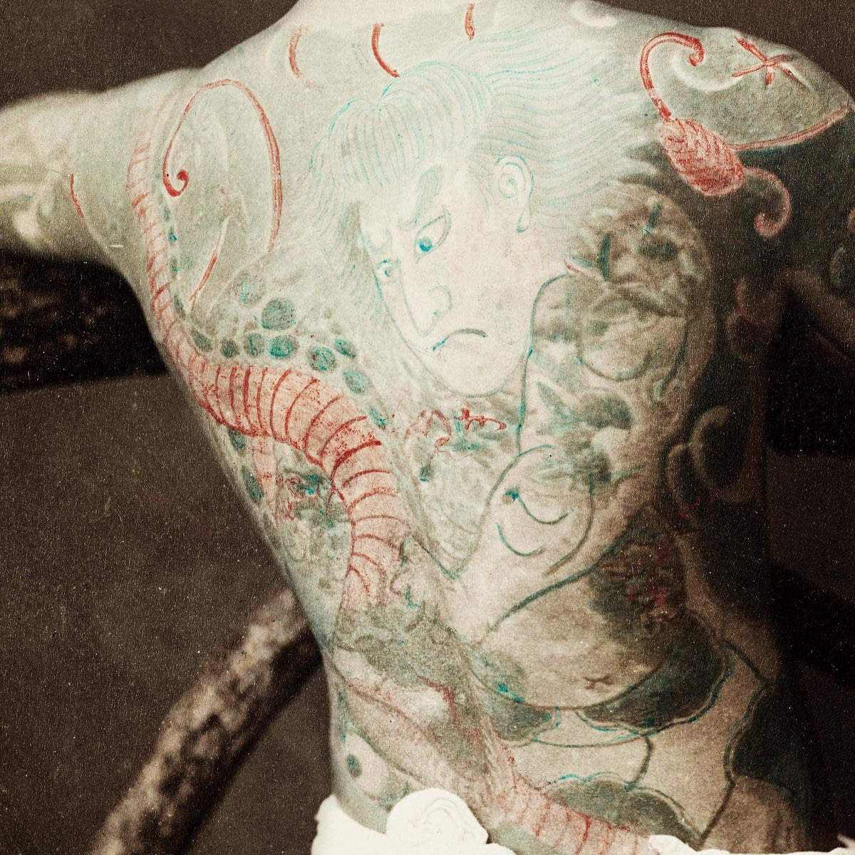 Japanese Man with Tebori Tattoo by Kimbei
