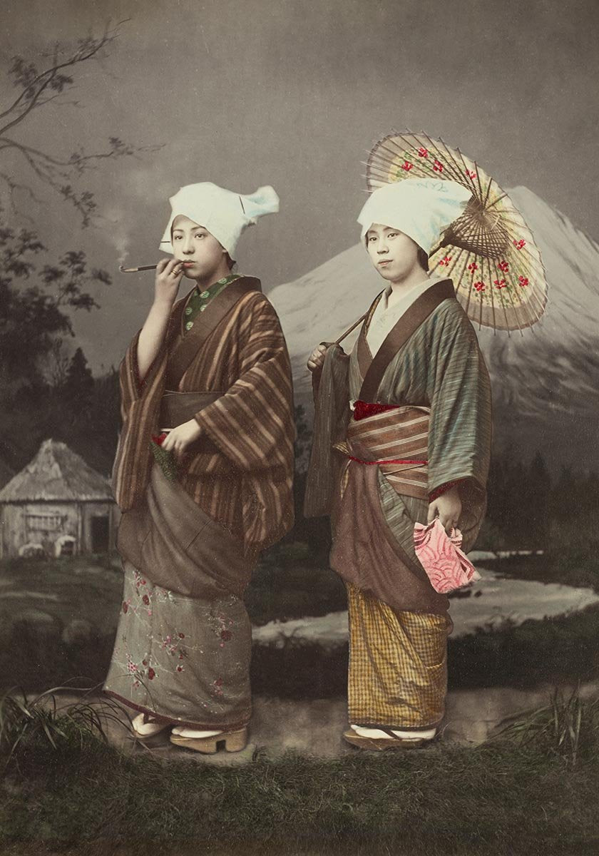 Japanese Travelers by Kimbei