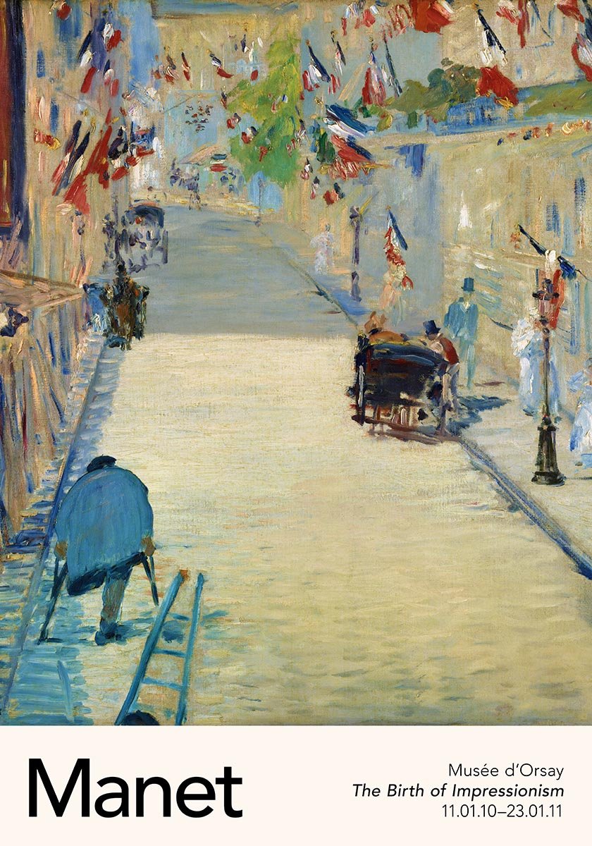 The Rue Mosnier with Flags by Manet Exhibition Poster