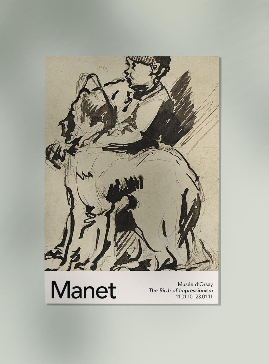 A Boy Holding His Dog by Manet Exhibition Poster