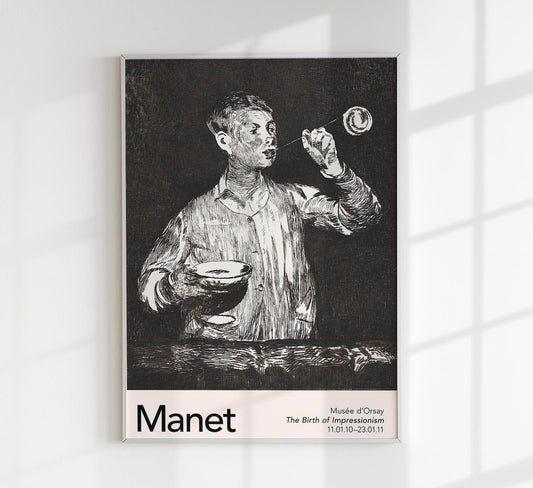 Boy Blowing Soap Bubbles by Manet Exhibition Poster