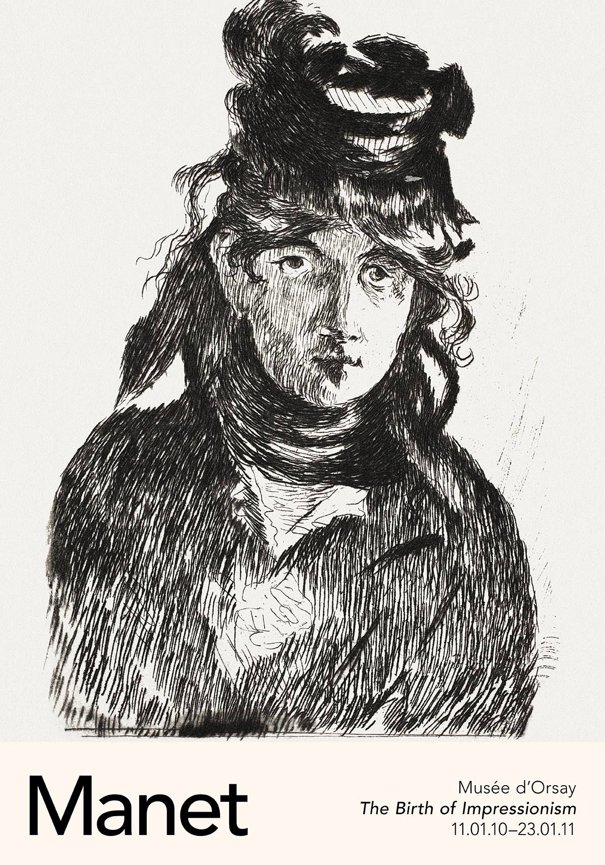 Portrait of Berthe Morisot by Manet Exhibition Poster