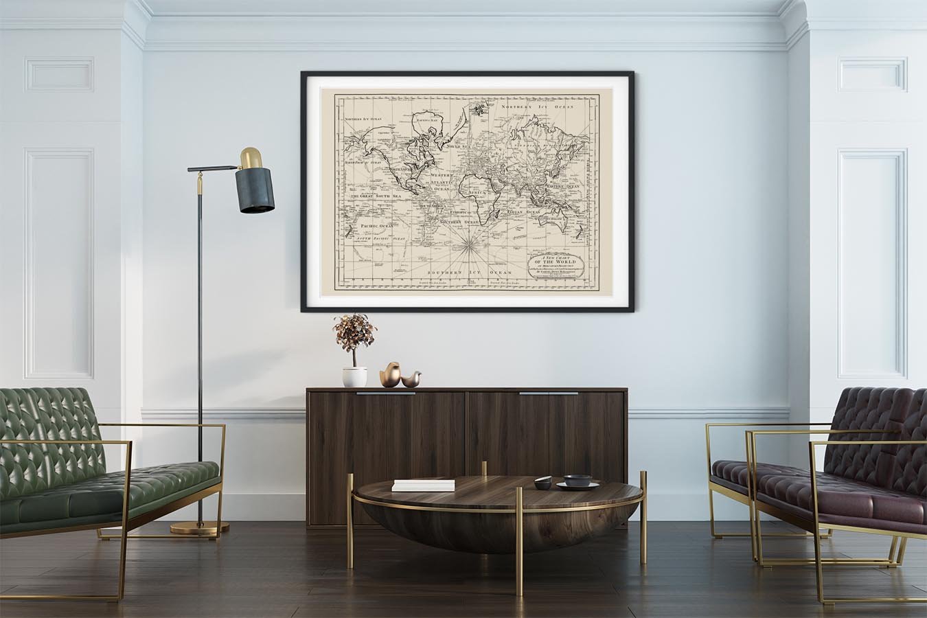 Antique World Map Chart of the World Poster