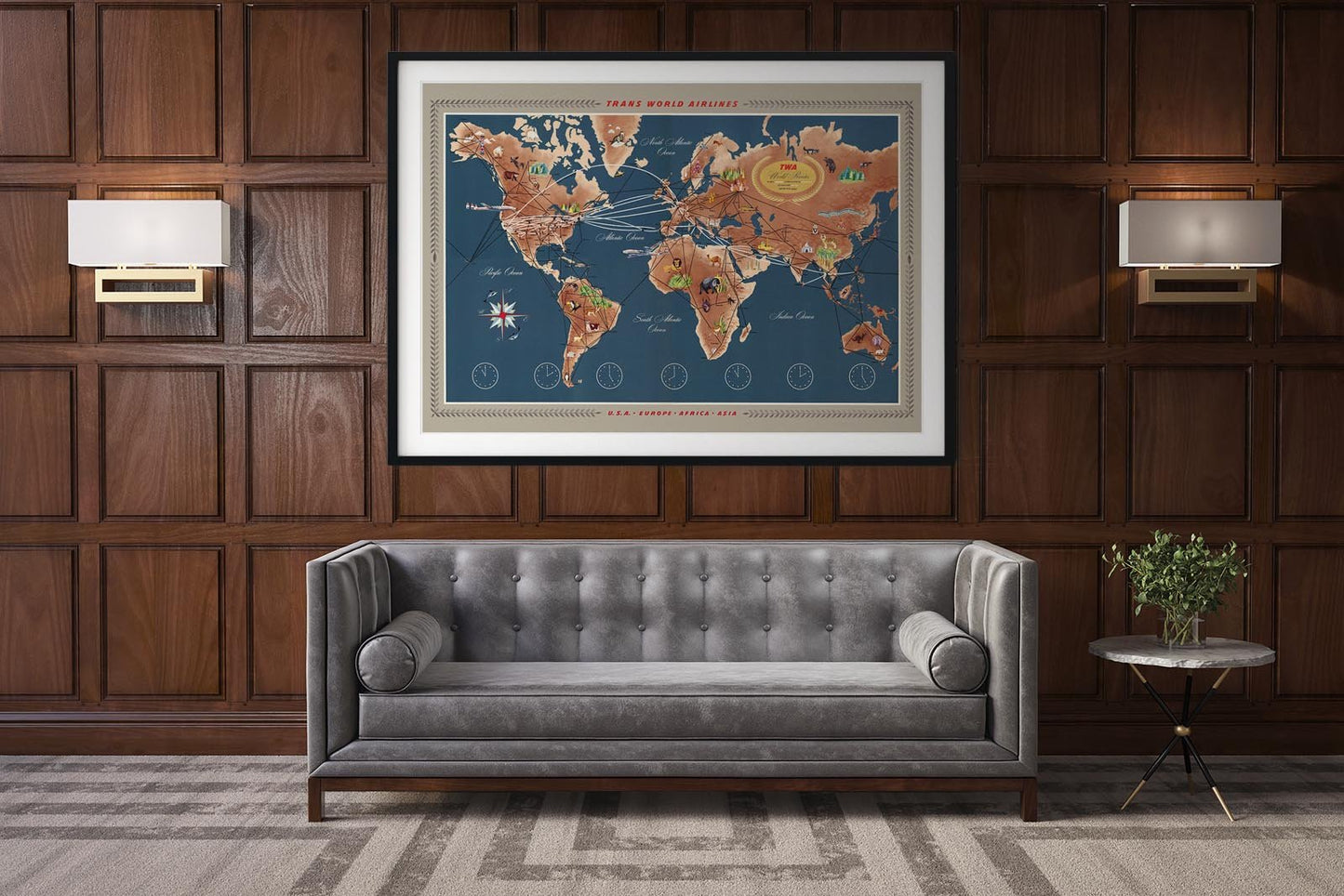 TWA Vintage World Map Poster
