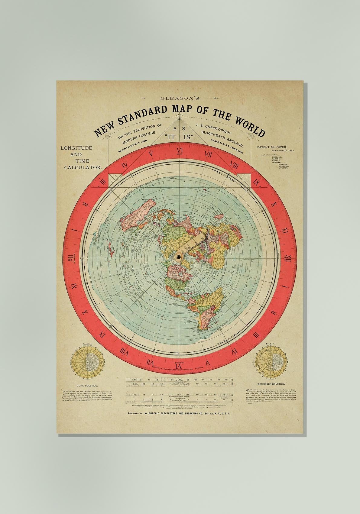 Flat Map of the World by Gleason