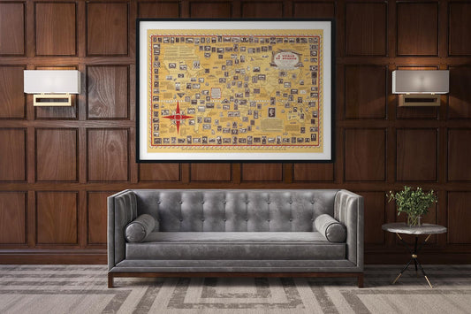 A World of Stamps Vintage Map of the World Poster
