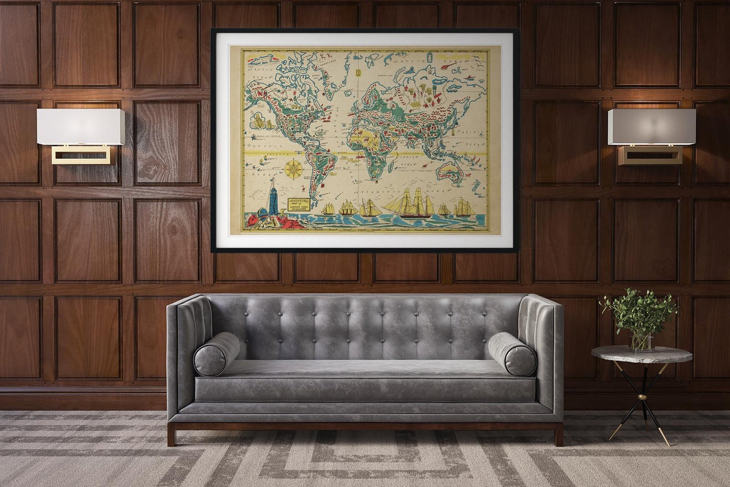 Adventures Map of Captain Ezra Map of World Poster