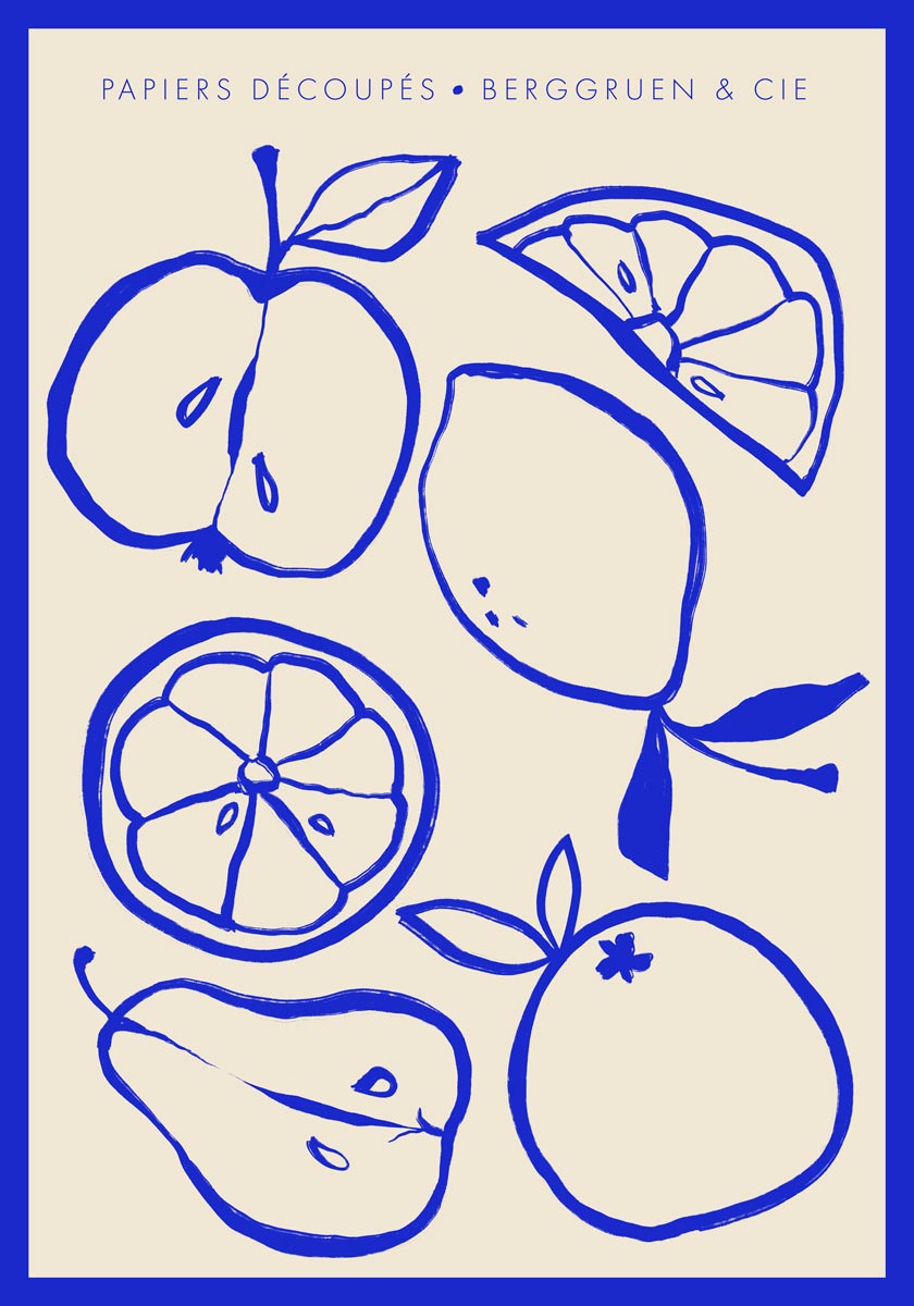 Fruitbowl Blue Papiers Découpés Art Exhibition Poster