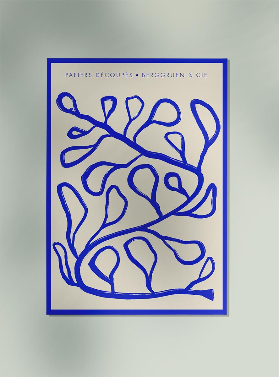 Blue Plant lines Papiers Découpés Art Exhibition Poster