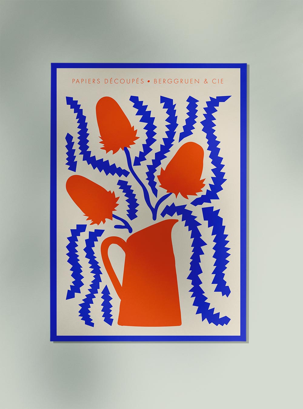 Jug Flowers Blue and Orange Papiers Découpés Art Exhibition Poster