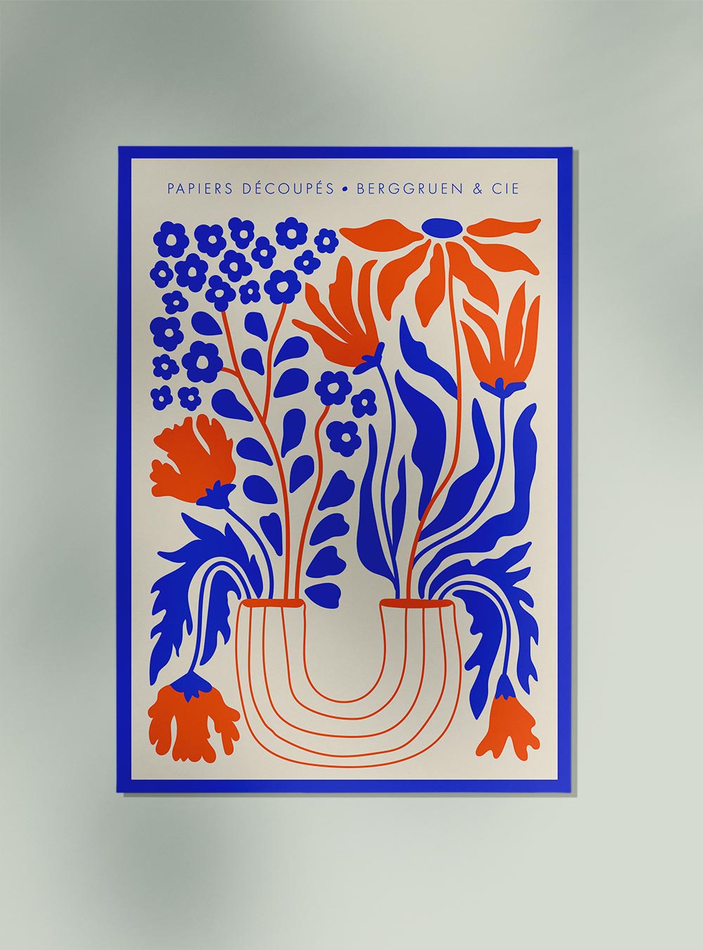 Flowers Vase blue orange Papiers Découpés Art Exhibition Poster