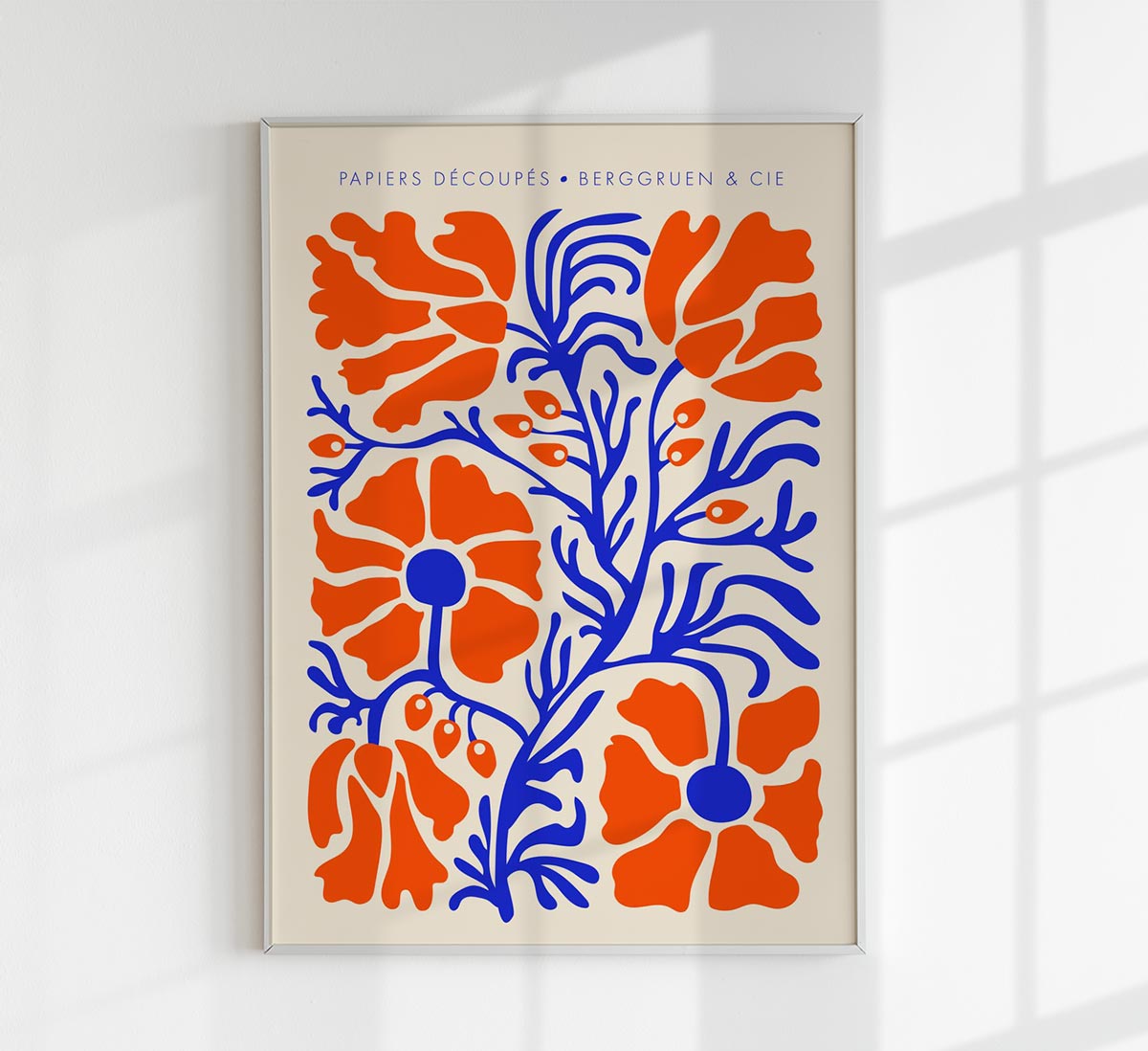 Blumen Blue Orange Papiers Découpés Art Exhibition Poster