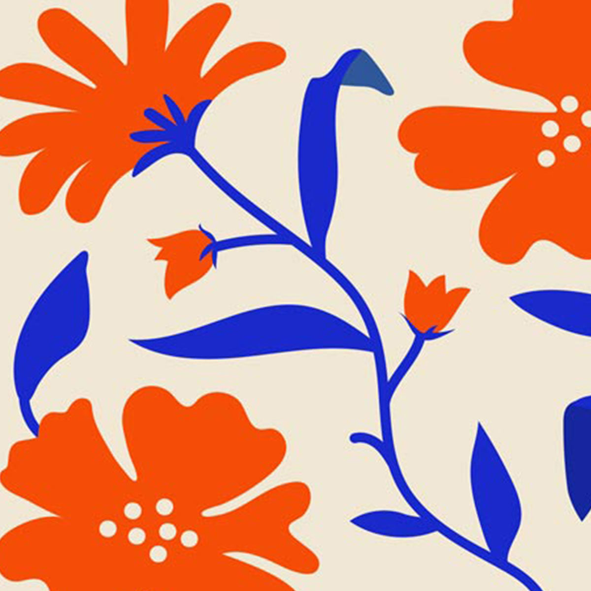 Orange Blue Fleurs Papiers Découpés Art Exhibition Poster