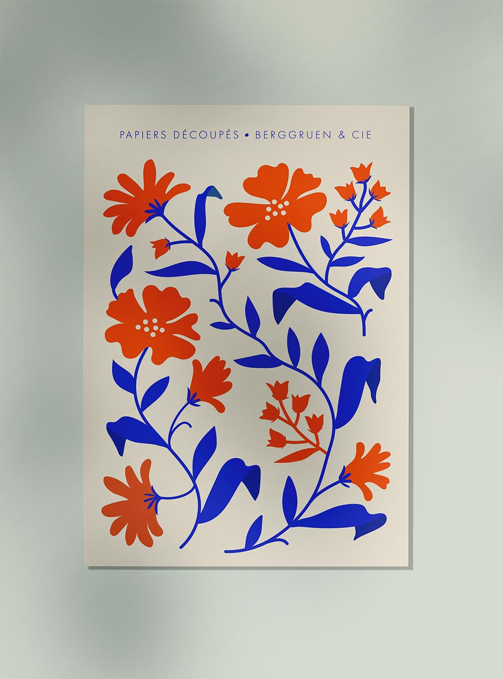 Orange Blue Fleurs Papiers Découpés Art Exhibition Poster